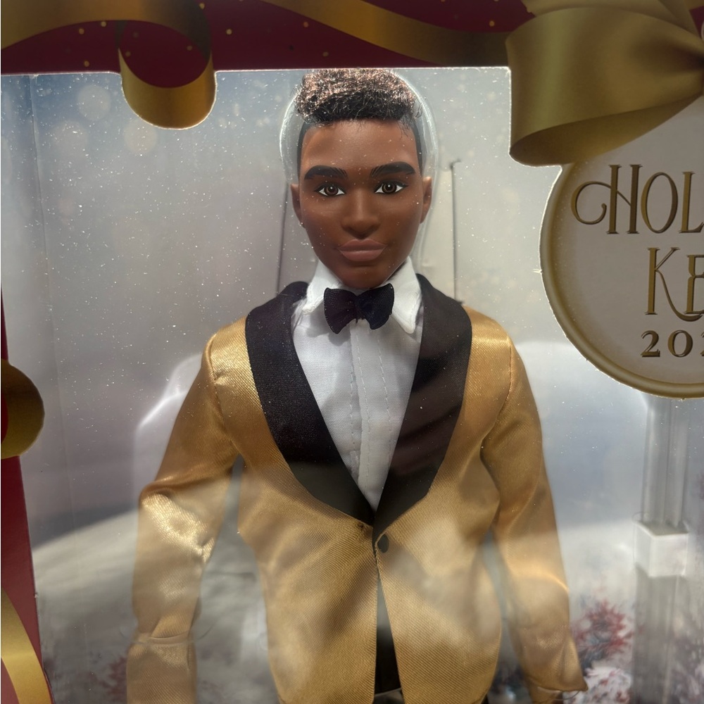 Holiday Ken 2025 Gold Tuxedo Doll African American first generation.